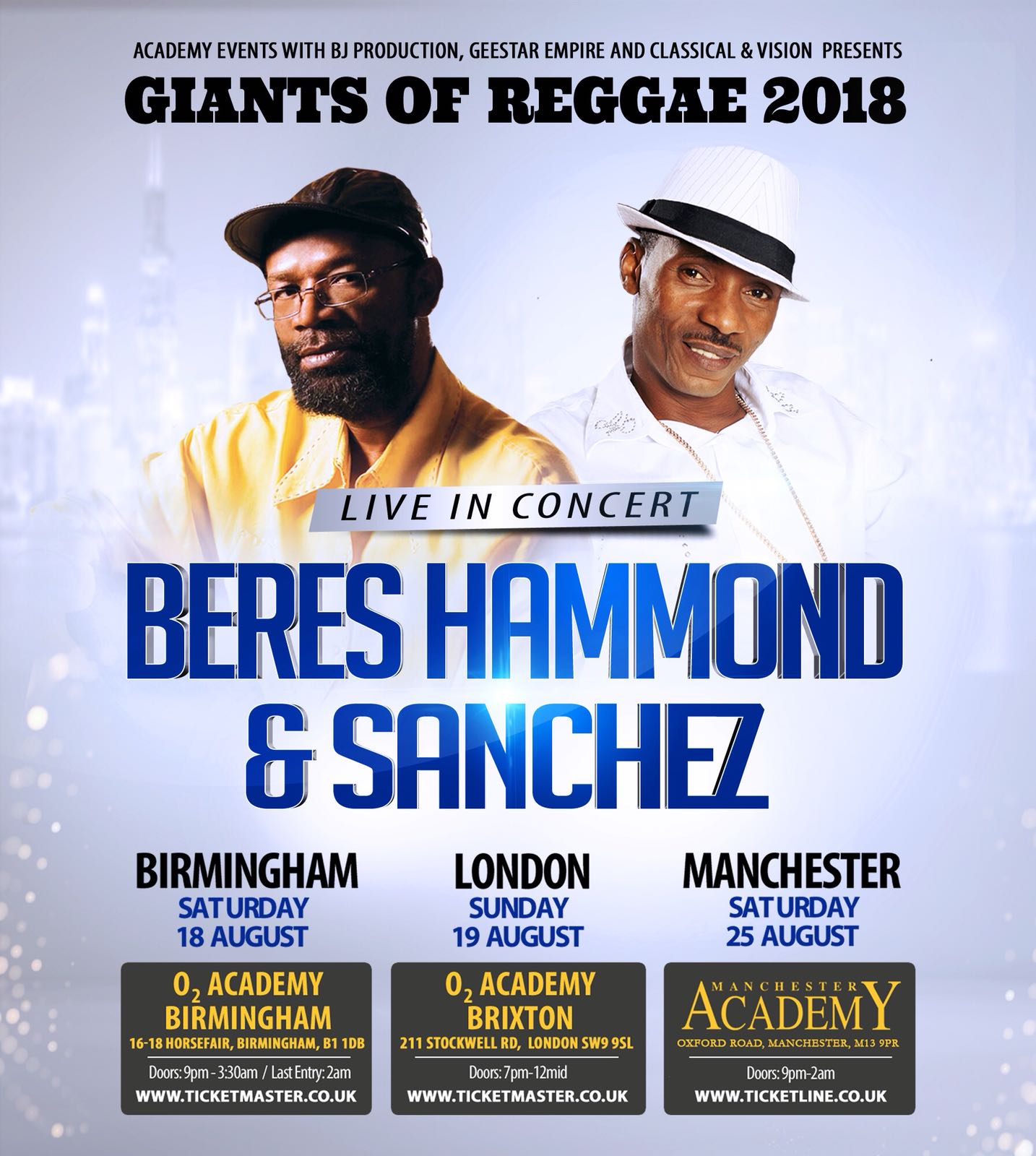 Giants of Reggae 2018 Beres Hammond & Sanchez O2 Academy Birmingham